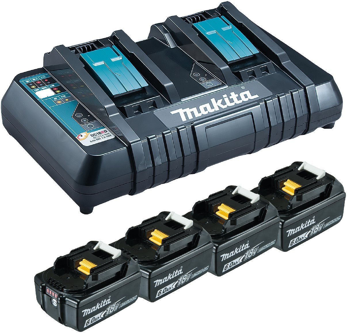 Makita Akku Power Source Kit Li 18,0V mit 4 x Akku 6 Ah und Doppelladegerät
