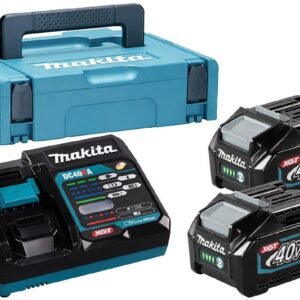 Makita Akku Power Source Kit Li 40V 4 Ah im MAKPAC Größe 1 mit 2 x Akku 4,0 Ah BL4040 und Schnellladegerät DC40RA
