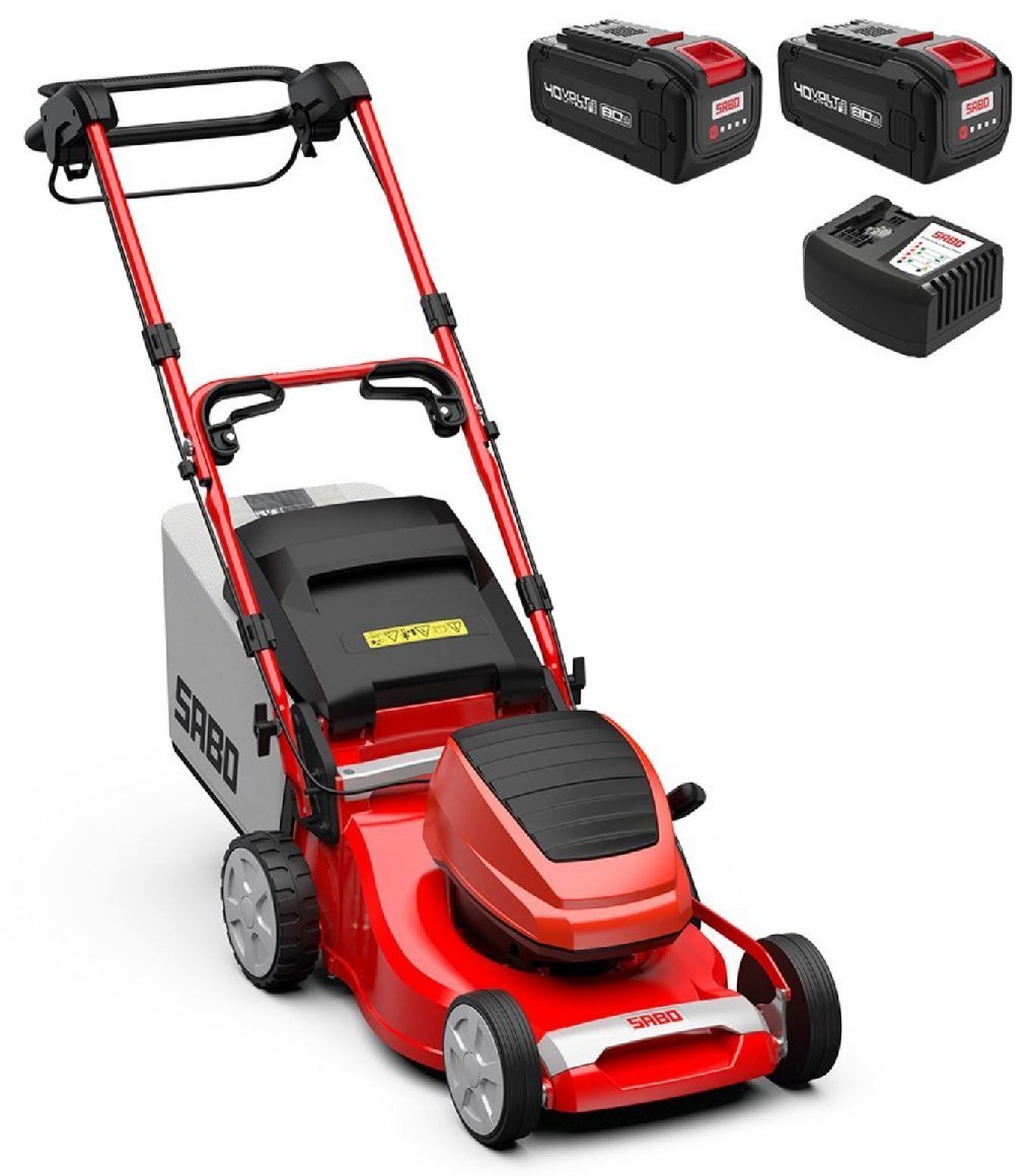 Sabo Akku-Rasenmäher 43-Accu VARIO mit 3 x 8 Ah Akkus und Schnellladegerät