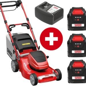 Sabo Akku-Rasenmäher 47-Accu VARIO mit 3 x 4 Ah Akku und Schnellladegerät