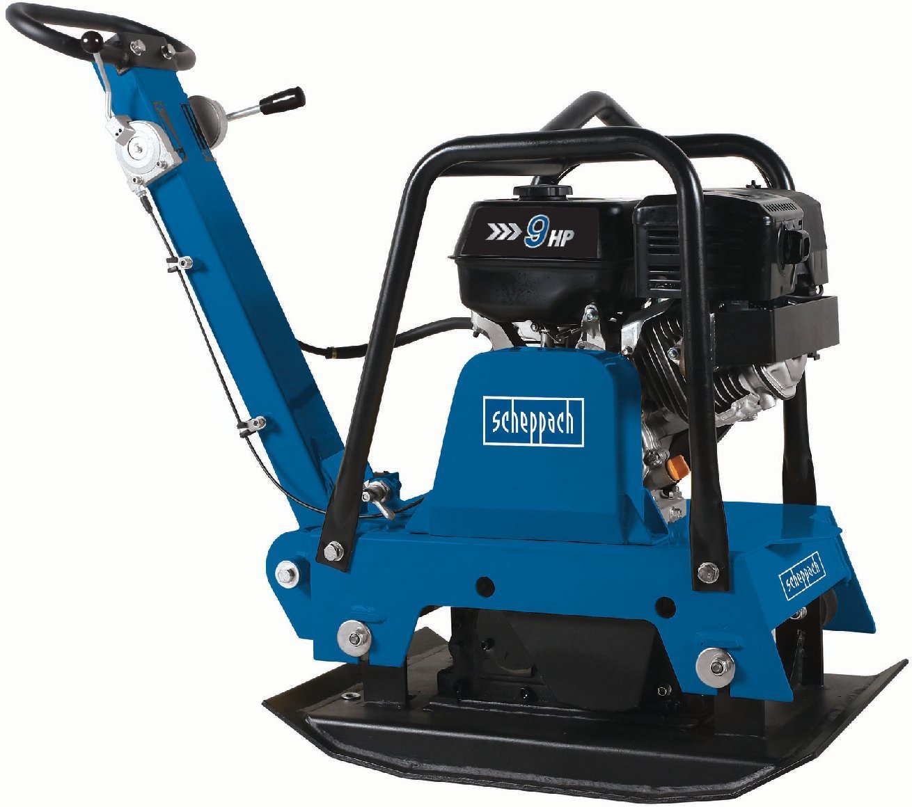 Scheppach Benzin-Rüttelplatte HP 3000S inkl. Fahrwerk u. PU-Schutzmatte